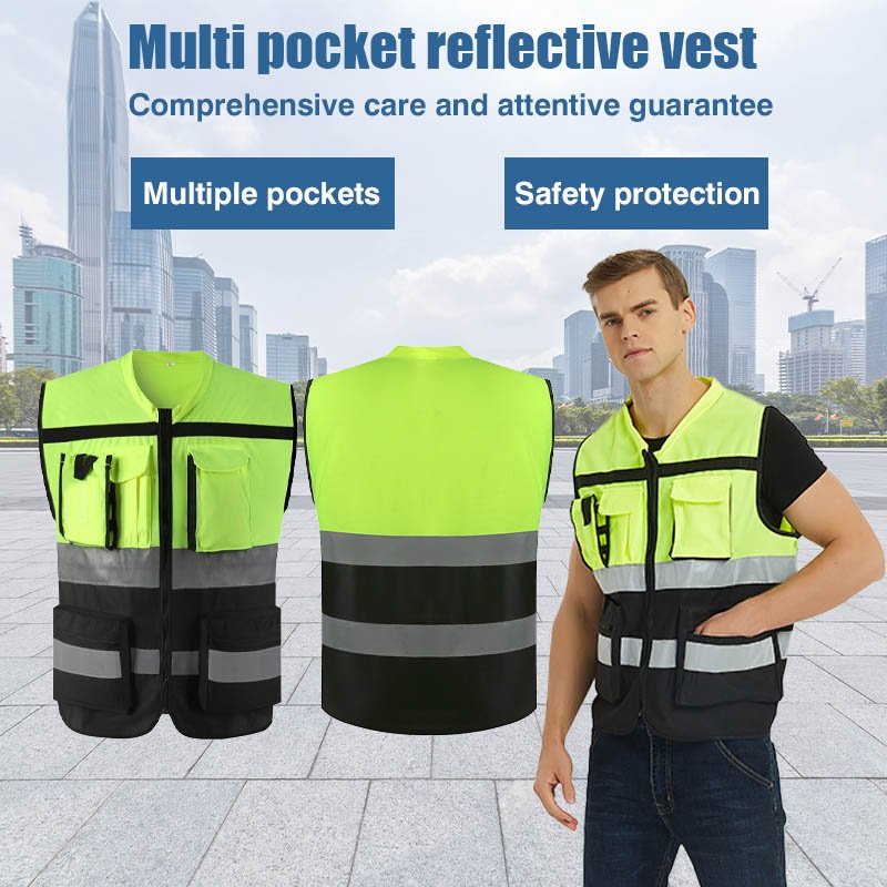 Multi-Pocket Safety Vests with Various Pocket Configurations
