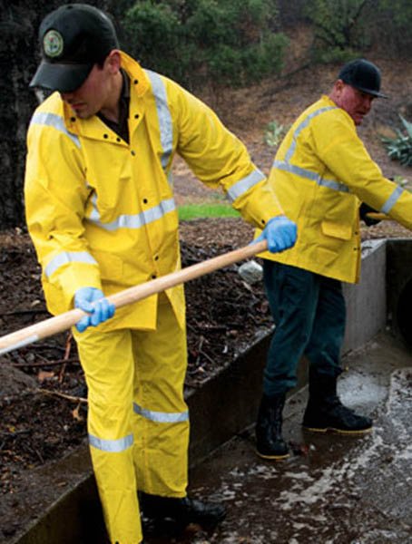 Construction Workers Hi Vis Raincoats