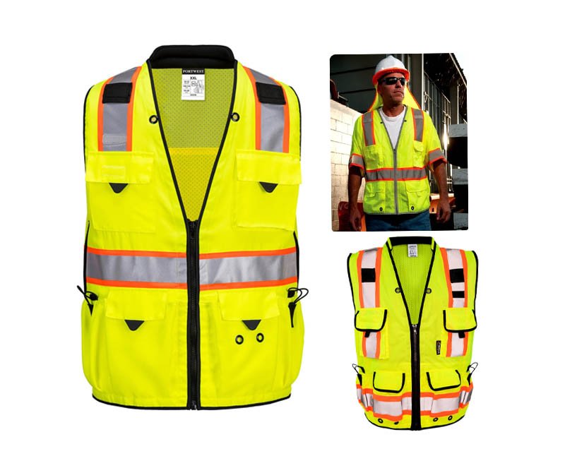 Safety Vests with Heavy-Duty Class 3 6-Pocket Solid
