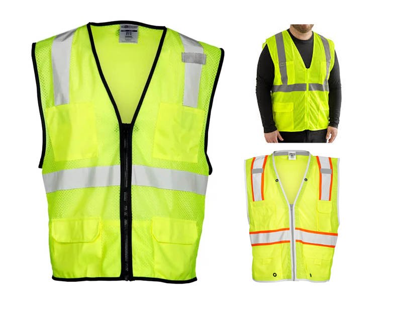 Safety Vests with Professional Class 2 4-Pocket Mesh
